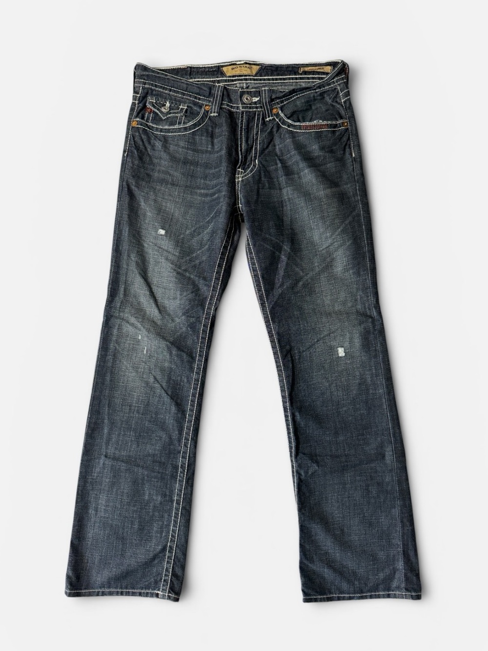 Big Star mens 31x30 blue cotton blend union straight leg denim jeans EUC